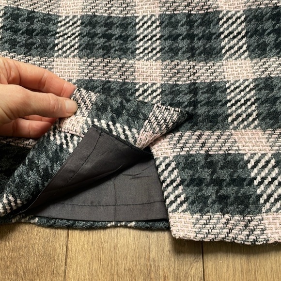 Mondi wool tweed pencil skirt pink gray black belt loops vintage size US4 - Picture 11 of 11